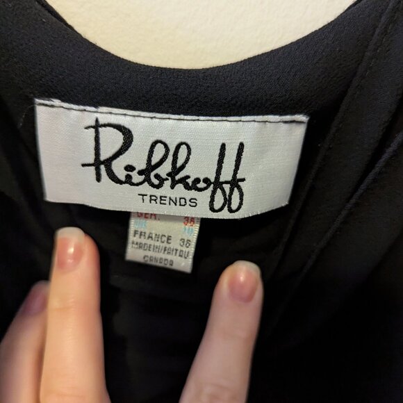 Vintage 90s Joseph Ribkoff Black Mesh Cami Top Layered Gothic Whimsygoth Sz 8 - Picture 5 of 7